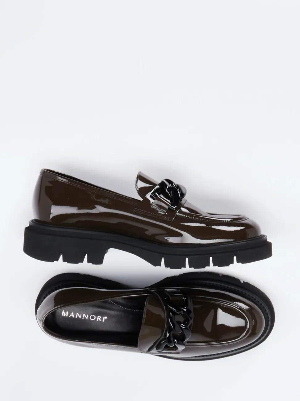 Mannori – Chunky Loafer aus Lackleder schokobraun