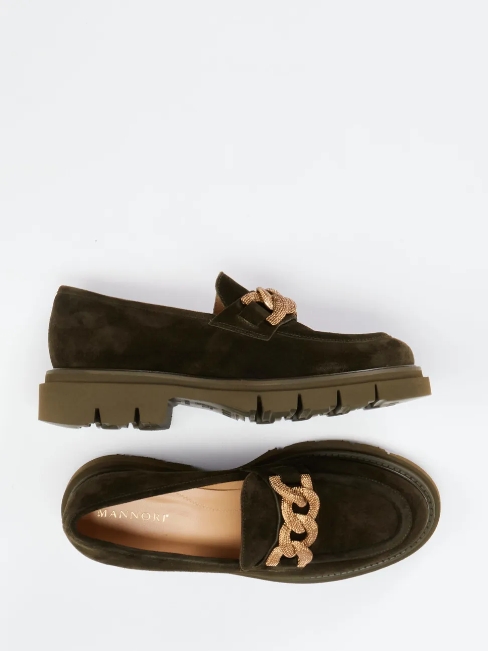 Mannori – Chunky Slipper aus Veloursleder Grün