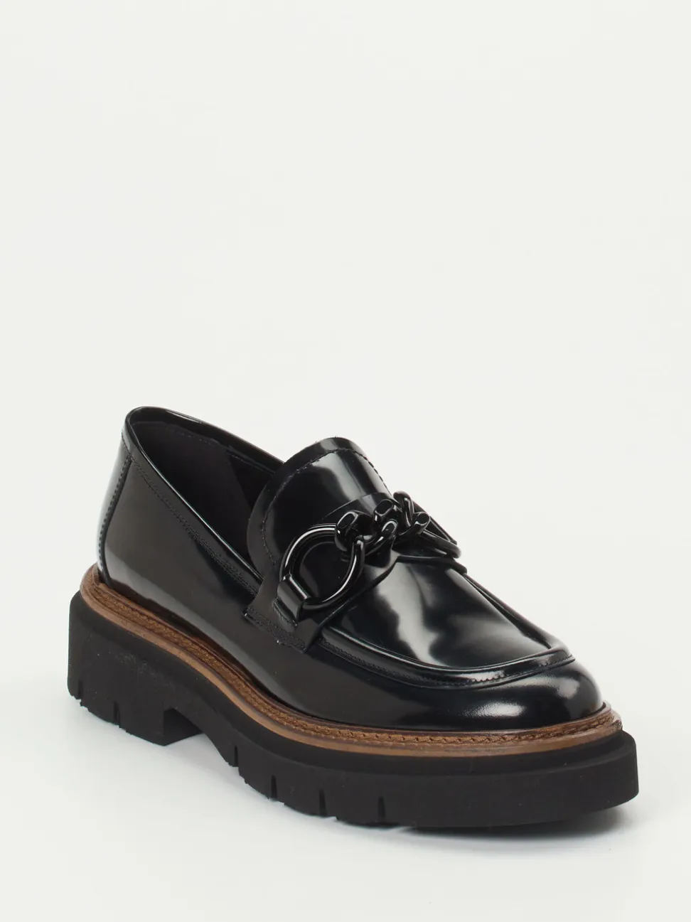 Mannori – Chunky-Loafer aus Hochglanzleder schwarz