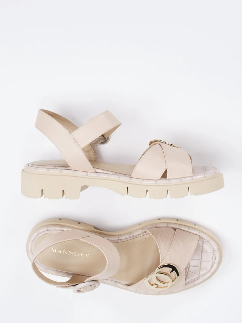 Mannori – Chunky-Sandalen aus Kalbleder in Beige
