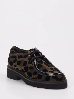 Mannori – Derby-Schnürschuhe aus Veloursleder Leoprint