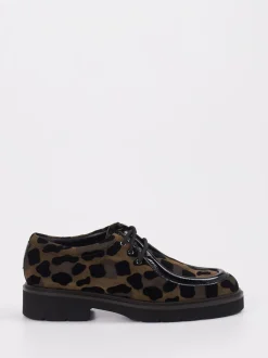 Mannori – Derby-Schnürschuhe aus Veloursleder Leoprint