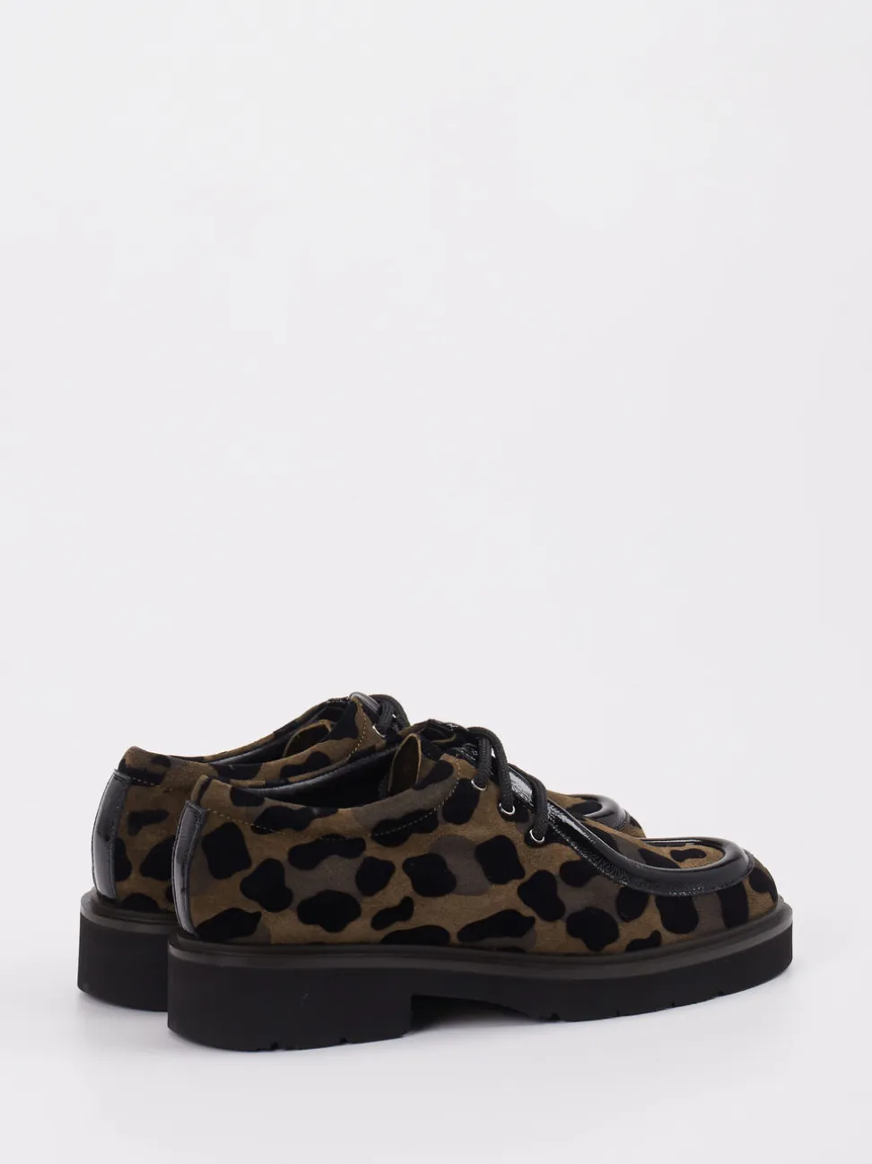 Mannori – Derby-Schnürschuhe aus Veloursleder Leoprint