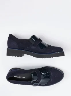 Mannori – Loafer aus Veloursleder mit Lackdetails