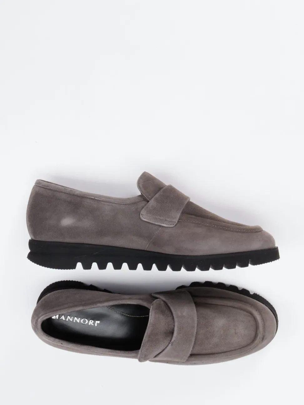 Mannori – Loafer aus Veloursleder in Taupegrau
