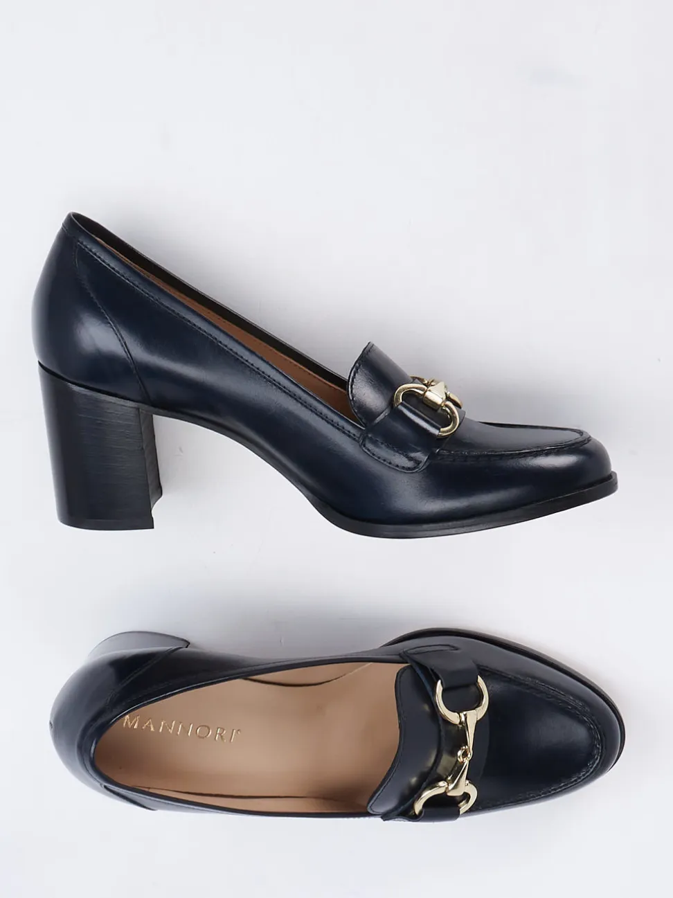 Mannori – Loafer-Pumps aus Kalbleder Dunkelblau