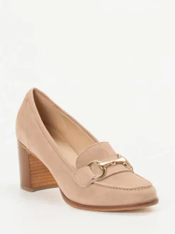 Mannori – Loafer-Pumps aus Veloursleder beige