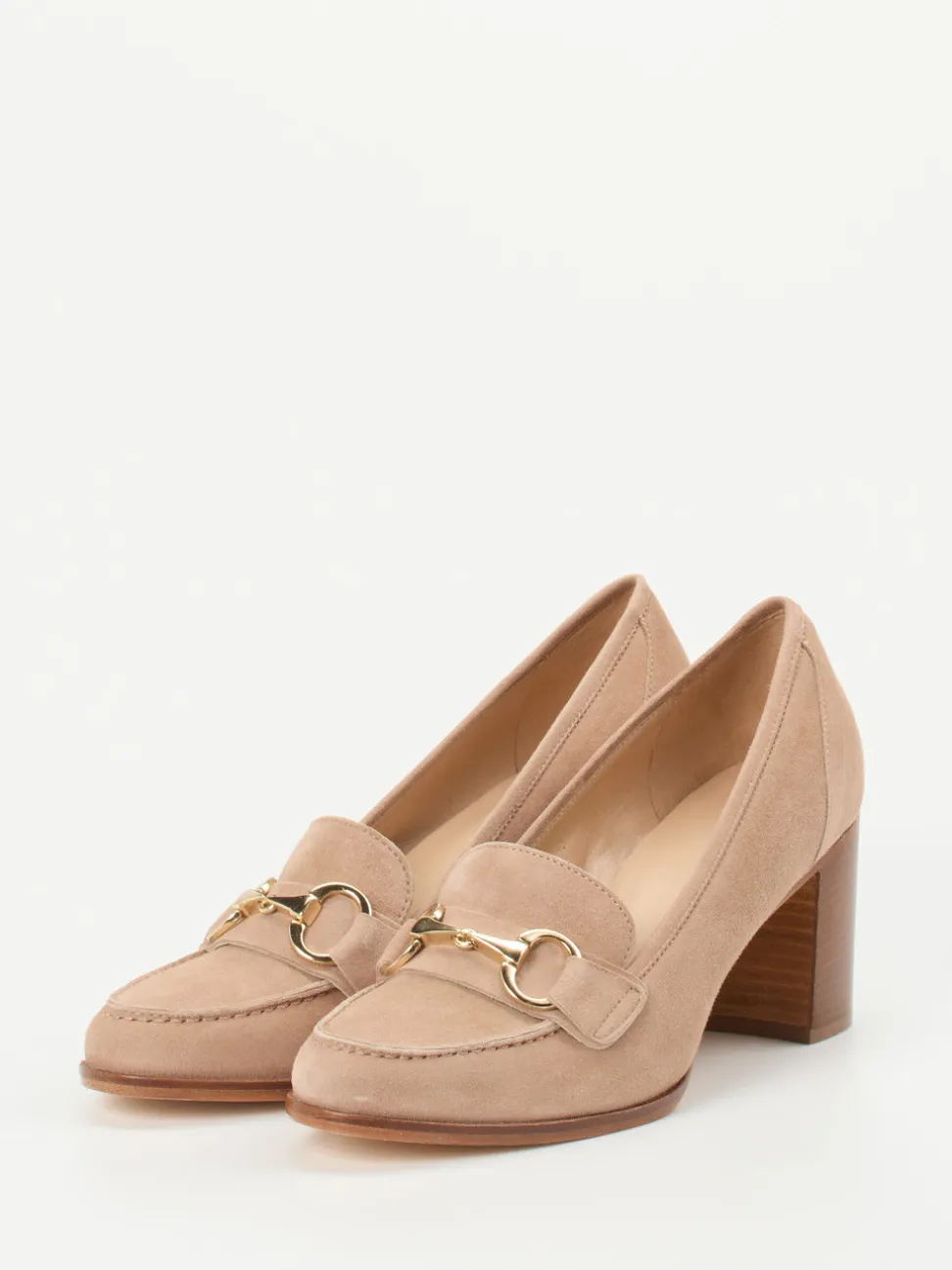 Mannori – Loafer-Pumps aus Veloursleder beige