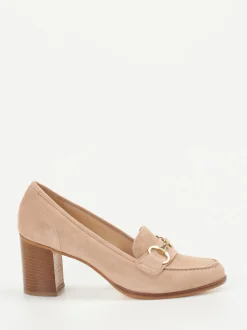 Mannori – Loafer-Pumps aus Veloursleder beige