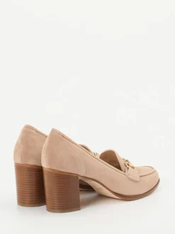 Mannori – Loafer-Pumps aus Veloursleder beige