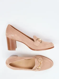 Mannori – Loafer-Pumps aus Veloursleder beige