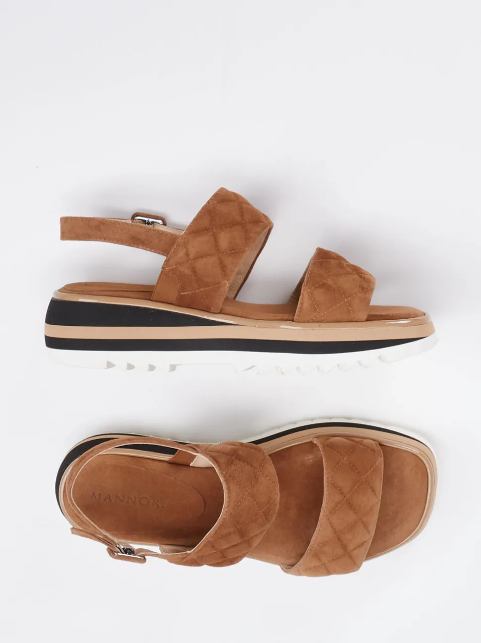 Mannori – Plateau-Sandale aus Veloursleder cognacbraun