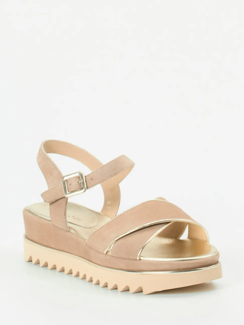 Mannori – Plateau-Sandale aus Veloursleder Rosébeige