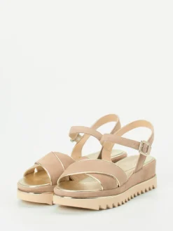 Mannori – Plateau-Sandale aus Veloursleder Rosébeige
