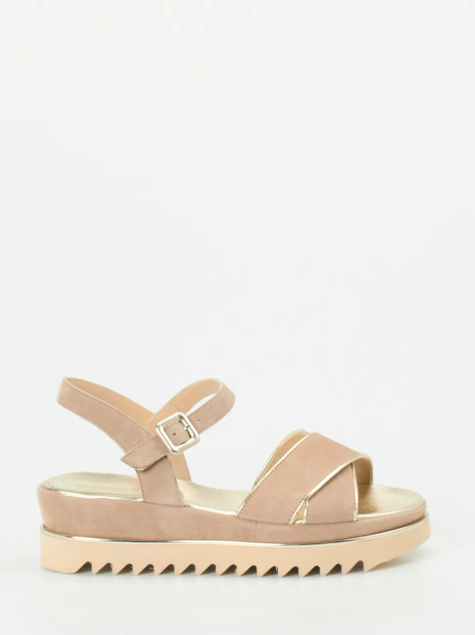 Mannori – Plateau-Sandale aus Veloursleder Rosébeige