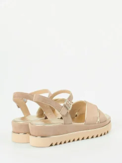 Mannori – Plateau-Sandale aus Veloursleder Rosébeige