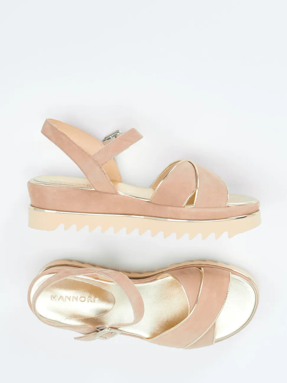 Mannori – Plateau-Sandale aus Veloursleder Rosébeige