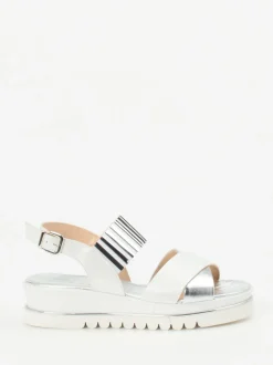 Mannori – Plateau-Sandalen aus Metallicleder Offwhite