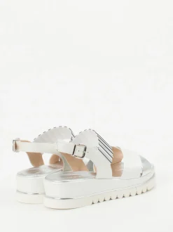 Mannori – Plateau-Sandalen aus Metallicleder Offwhite