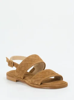 Mannori – Sandalen aus Veloursleder cognacfarben