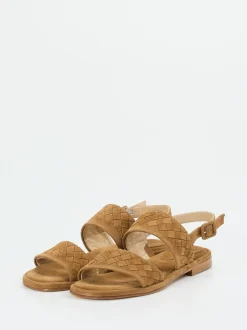 Mannori – Sandalen aus Veloursleder cognacfarben