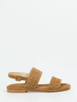 Mannori – Sandalen aus Veloursleder cognacfarben