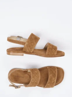 Mannori – Sandalen aus Veloursleder cognacfarben