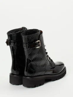Mannori – Schnürboots aus Lackleder Schwarz