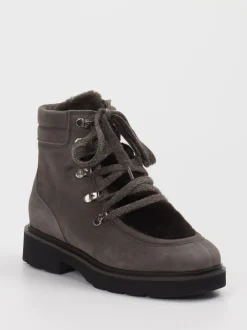 Mannori – Schnürboots aus Veloursleder Steingrau