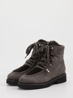 Mannori – Schnürboots aus Veloursleder Steingrau