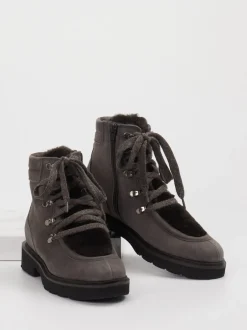 Mannori – Schnürboots aus Veloursleder Steingrau