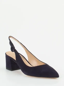 Mannori – Slingback-Pumps aus Veloursleder Dunkelblau