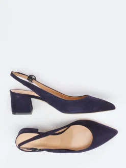 Mannori – Slingback-Pumps aus Veloursleder Dunkelblau