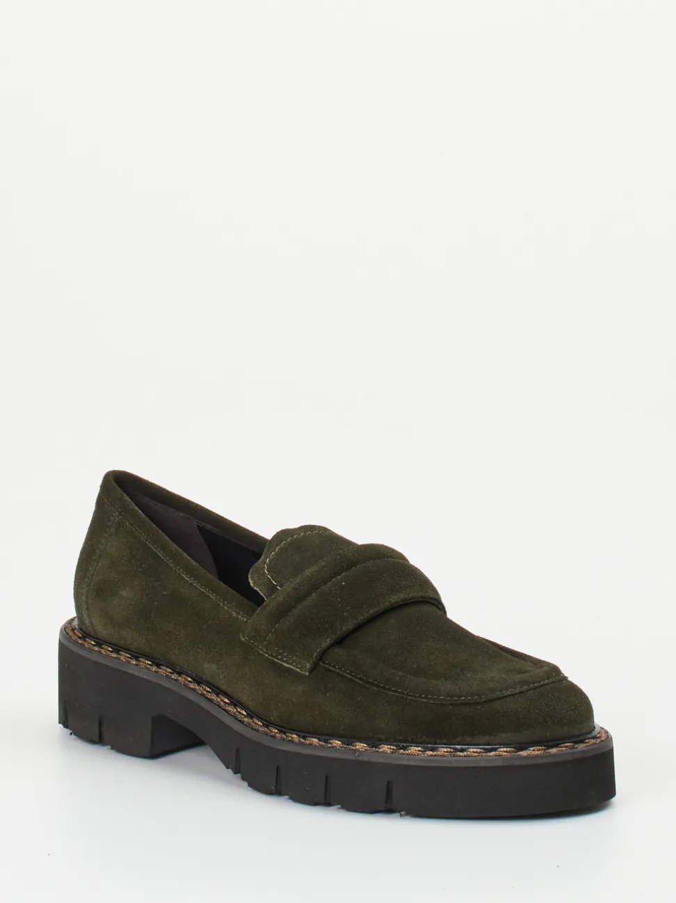 Mannori – Slipper aus Veloursleder Olivgrün
