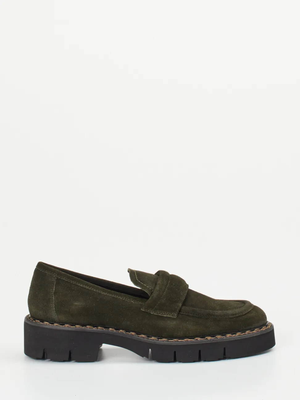 Mannori – Slipper aus Veloursleder Olivgrün