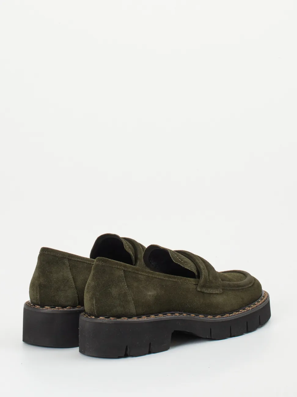 Mannori – Slipper aus Veloursleder Olivgrün