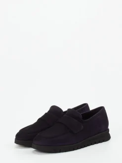 Mannori – Slipper aus Veloursleder Tiefviolett