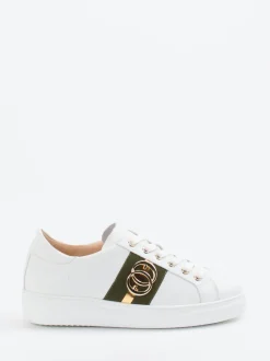 Mannori – Sneaker aus Kalbleder in Weiß mit Goldakzenten
