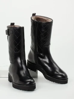 Mannori – Stiefel aus Lammleder mit Steppung Schwarz