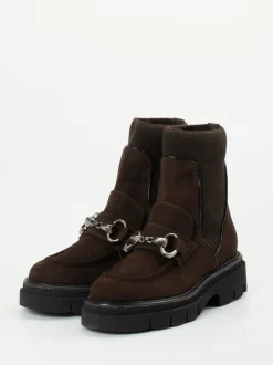 Mannori – Stiefelette aus Veloursleder Dunkelbraun