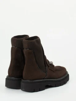 Mannori – Stiefelette aus Veloursleder Dunkelbraun