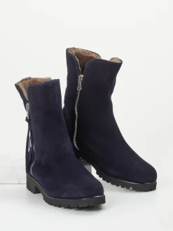 Mannori – Stiefeletten aus Veloursleder dunkelblau