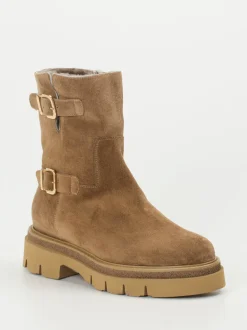 Mannori – Stiefeletten aus Veloursleder Karamellbraun