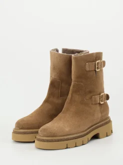 Mannori – Stiefeletten aus Veloursleder Karamellbraun