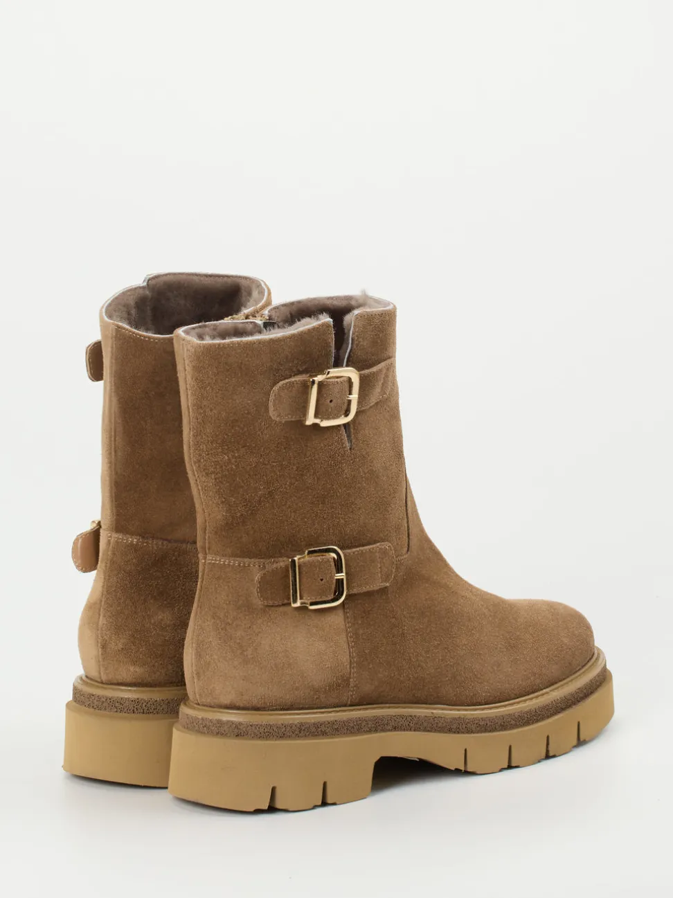 Mannori – Stiefeletten aus Veloursleder Karamellbraun
