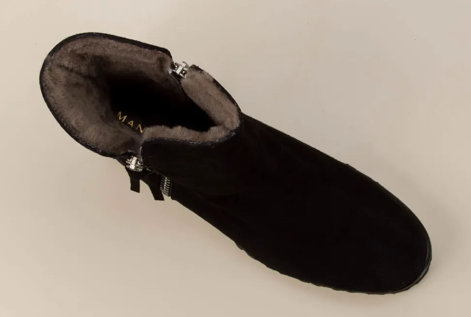 Mannori – Stiefeletten aus Veloursleder schwarz