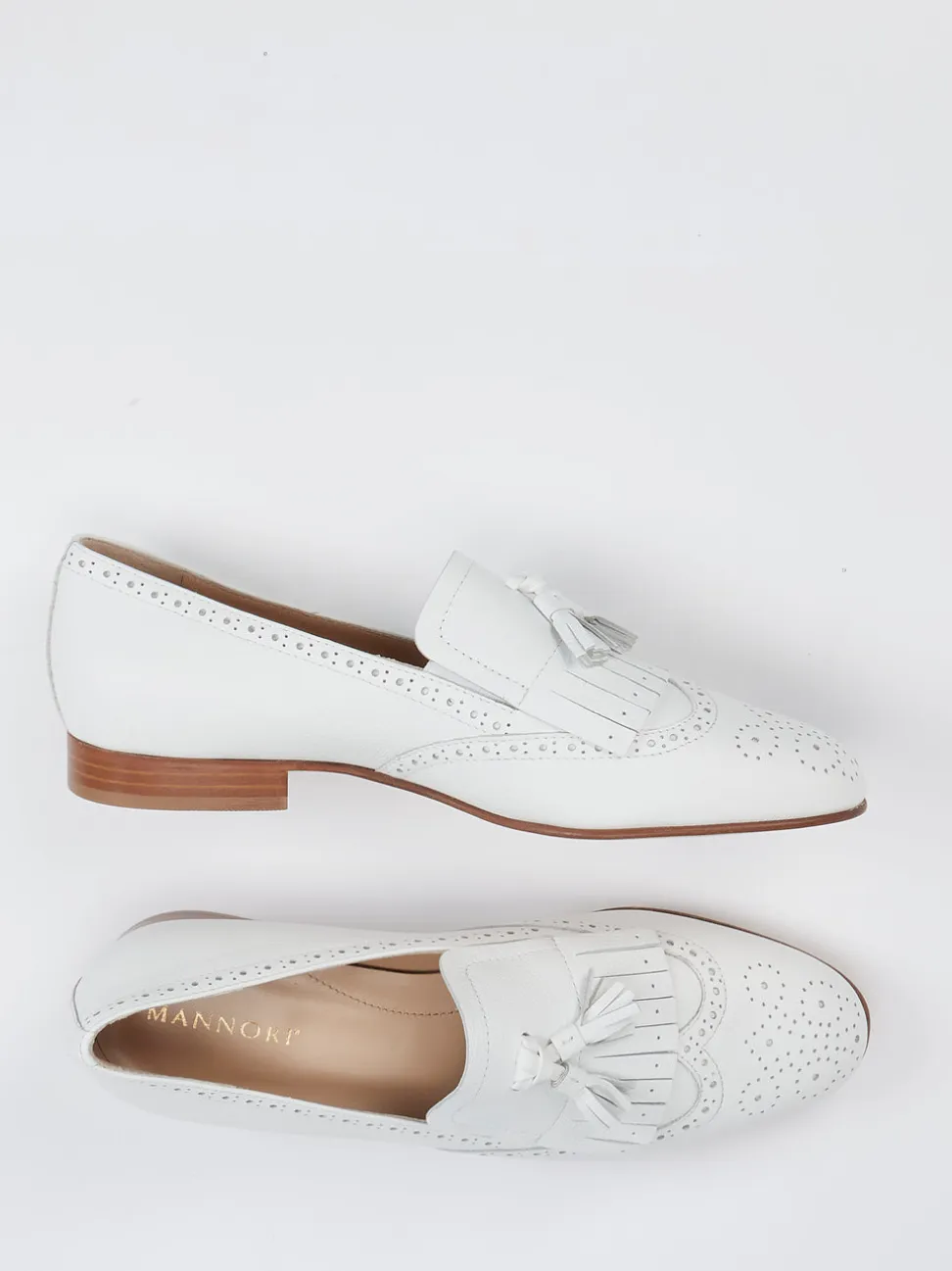 Mannori – Tassel Loafer aus Kalbleder in Offwhite