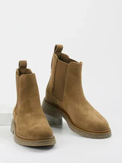 Marc O'Polo – Chelsea Boots aus Veloursleder Cognac