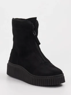 Marc O'Polo – Plateau-Stiefeletten aus Veloursleder schwarz
