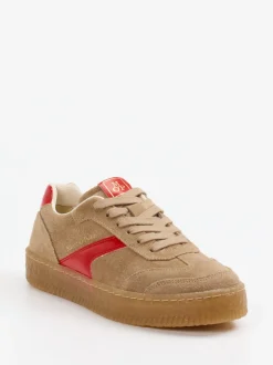 Marc O'Polo – Retro-Sneaker aus Veloursleder Beigebraun